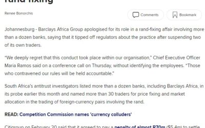 Maria Ramos makes public confession, admitting guilt in the manipulation of the Rand, thereby impoverishing the nation. Pay back the Money, Maria Ramos